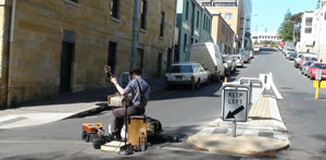 Street musician in Hobart
